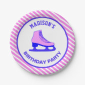 Roze Schaats Schaatsen Verjaardagsfeest Papieren Bordje (Voorkant)