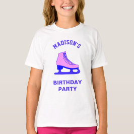Roze Schaats Schaatsen Verjaardagsfeest T-shirt