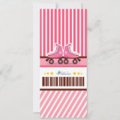 Roze Schaats van Roller Sport Ticket Pass Birthday Kaart (Achterkant)