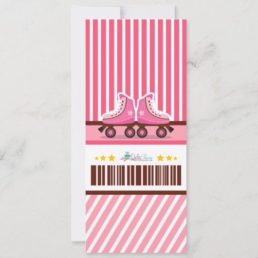 Roze Schaats van Roller Sport Ticket Pass Birthday Kaart (Achterkant)