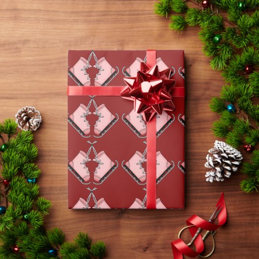 Roze schaatsen cadeaupapier (Feestdagen Geschenken)