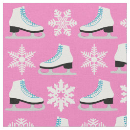 Roze Schaatsen en sneeuwvlokken voor kerstmis Stof