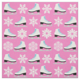 Roze Schaatsen en sneeuwvlokken voor kerstmis Stof
