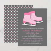 Roze Schaatsen IJsschaatsen Verjaardagsfeest Uitno Kaart (Voorkant / Achterkant)