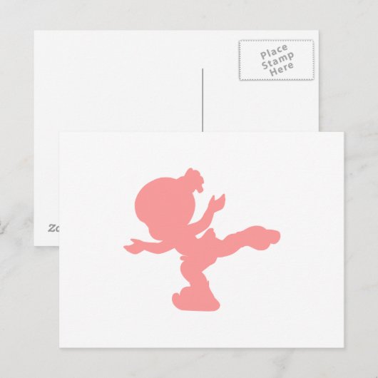 Roze schaatsen meisje briefkaart (Voorkant / Achterkant)