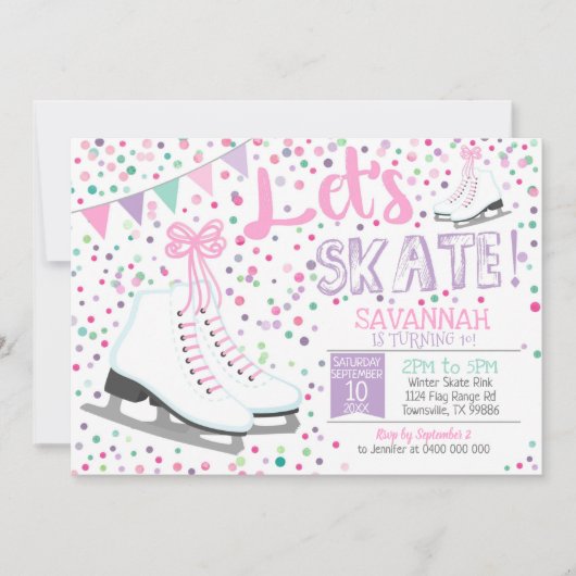 Roze schaatsen Meisjesijsschaatsen Kaart (Voorkant)