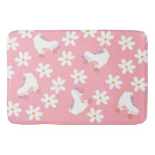 Roze Schaatsen van Roller Floral Girl Skater Gift Badmat (Voorkant)