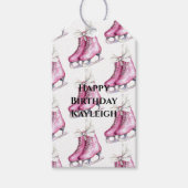  Roze Schaatsen Verjaardag Cadeaulabel (Voorkant)