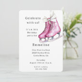  Roze Schaatsen Verjaardag Kaart (Staand voorkant)