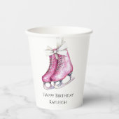 Roze Schaatsen Verjaardag Papieren Bekers (Voorkant)