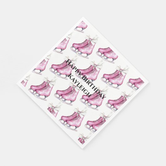  Roze Schaatsen Verjaardag Servet (Hoek)
