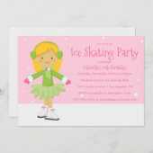 Roze schaatsen | Verjaardagsfeestje uitnodigen Kaart (Voorkant / Achterkant)