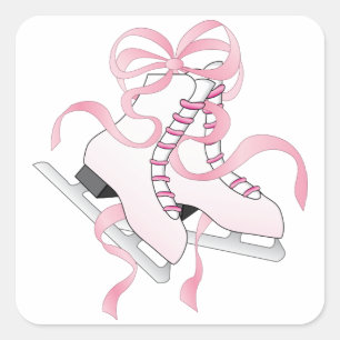 Roze Schaatsen Vierkante Sticker