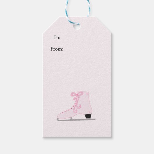 Roze Schaatsen Winter Cadeaulabel (Voorkant)