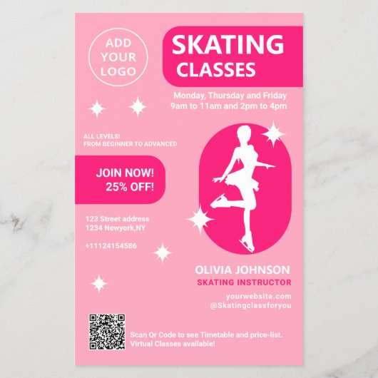 Roze Schaatslessen Flyer (Achterkant)