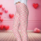 Roze Schachbrett Hartje Valentijnsdag Leggings