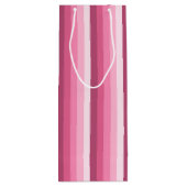 Roze schaduw strepen wijn cadeautas (Achterkant)