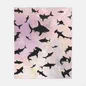 Roze schaduw vis haai op gradiënt melkwegstelsel R Fleece Deken (Voorkant)
