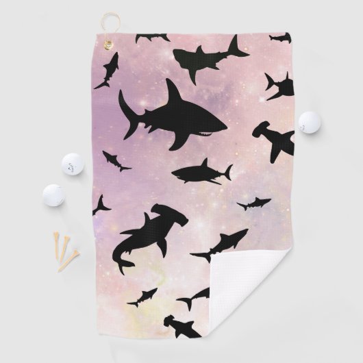 Roze schaduw vis haai op gradiënt melkwegstelsel R Golfhanddoek (Insitu)