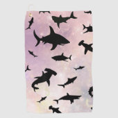 Roze schaduw vis haai op gradiënt melkwegstelsel R Golfhanddoek (Voorkant)