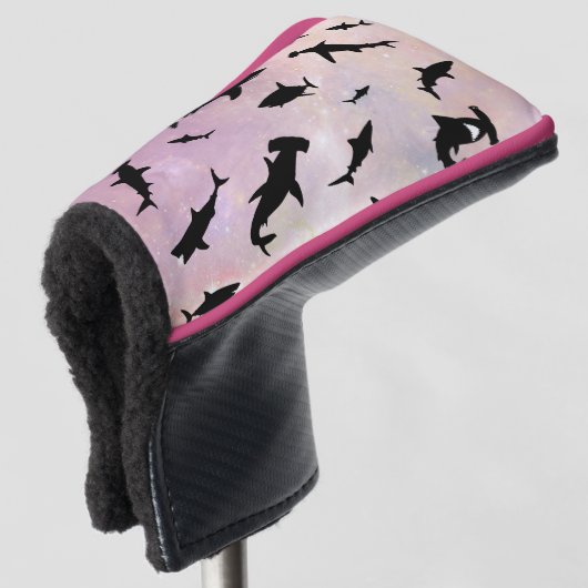 Roze schaduw vis haai op gradiënt melkwegstelsel R Golfheadcover (3/4 voorkant)