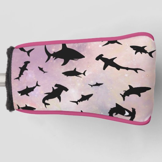 Roze schaduw vis haai op gradiënt melkwegstelsel R Golfheadcover (Voorkant)