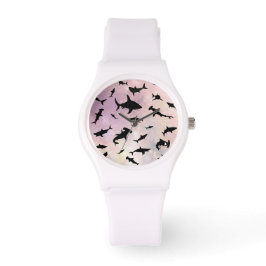 Roze schaduw vis haai op gradiënt melkwegstelsel R Horloge