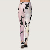 Roze schaduw vis haai op gradiënt melkwegstelsel R Leggings (Achterkant)