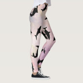 Roze schaduw vis haai op gradiënt melkwegstelsel R Leggings (Rechts)