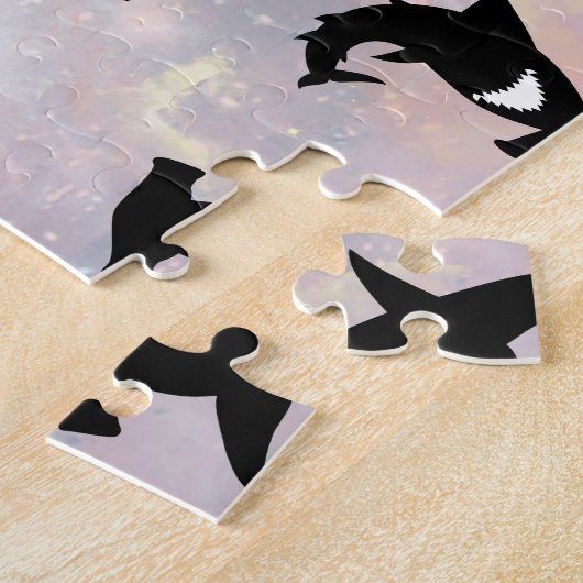 Roze schaduw vis haai op gradiënt melkwegstelsel R Legpuzzel (Zijkant)