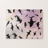 Roze schaduw vis haai op gradiënt melkwegstelsel R Legpuzzel (Horizontaal)