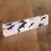 Roze schaduw vis haai op gradiënt melkwegstelsel R Naambordje (Zijkant)