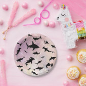 Roze schaduw vis haai op gradiënt melkwegstelsel R Papieren Bordje (Feest)