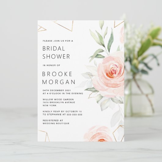 roze schaduwen Blush geometric Vrijgezellenfeest Kaart (Staand voorkant)