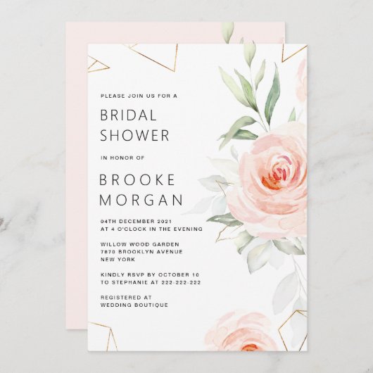 roze schaduwen Blush geometric Vrijgezellenfeest Kaart (Voorkant / Achterkant)