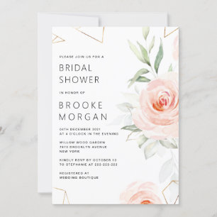 roze schaduwen Blush geometric Vrijgezellenfeest Kaart