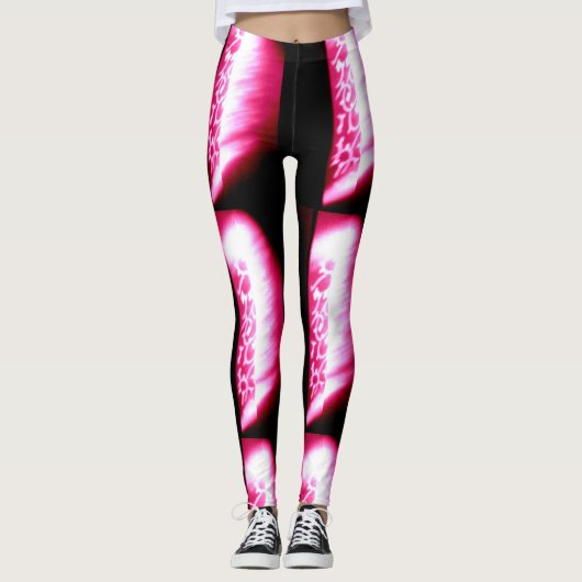 roze schaduwen zwart leggings (Voorkant)