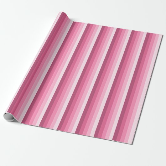 Roze schaduwstrepen cadeaupapier (Uitgerold)
