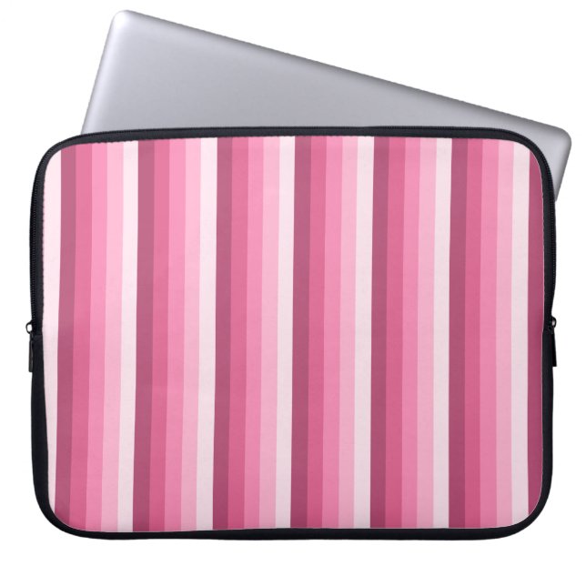 Roze schaduwstrepen laptop sleeve (Voorkant)