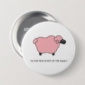 Roze schapen ronde button 7,6 cm (Voorkant /achterkant)