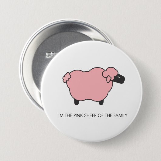 Roze schapen ronde button 7,6 cm (Voorkant /achterkant)