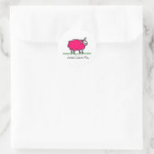 Roze schapen ronde sticker (Tas)