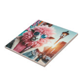 Roze schapen tegeltje (Zijkant)