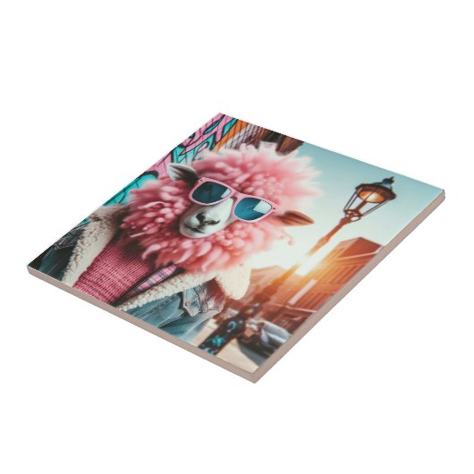 Roze schapen tegeltje (Zijkant)