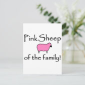 Roze Schapen van de Familie Briefkaart (Staand voorkant)