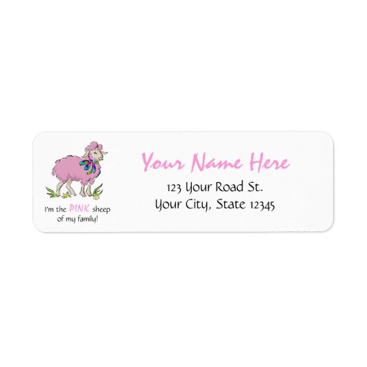 Roze schapen van de familie etiket (Voorkant)