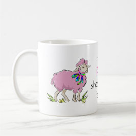 Roze schapen van de familie koffiemok