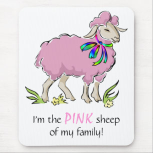 Roze schapen van de familie muismat