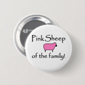 Roze schapen van de familie ronde button 5,7 cm (Voorkant /achterkant)