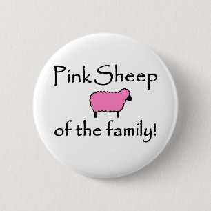 Roze schapen van de familie ronde button 5,7 cm